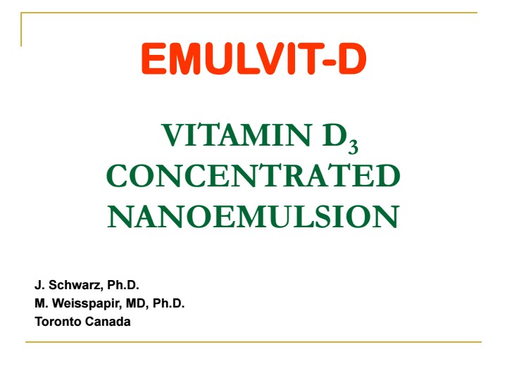 Emulvit‑D vitamin D3 concentrated nanoemulsion presentation