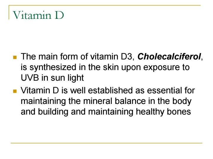 Overview of vitamin D3 synthesis in the skin from UVB sunlight