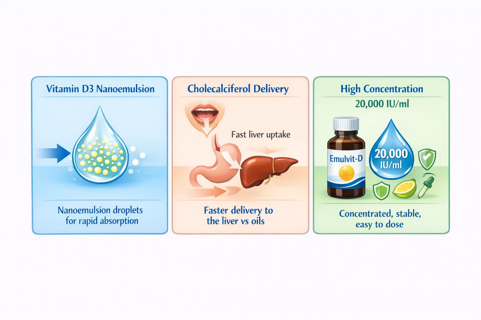 Emulvit-D: Vitamin D3 Concentrated Nanoemulsion